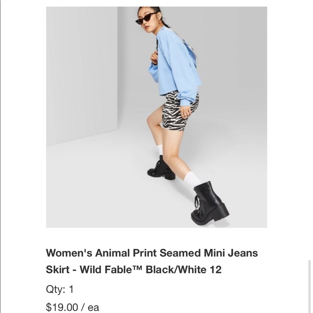 Zebra print mini skirt